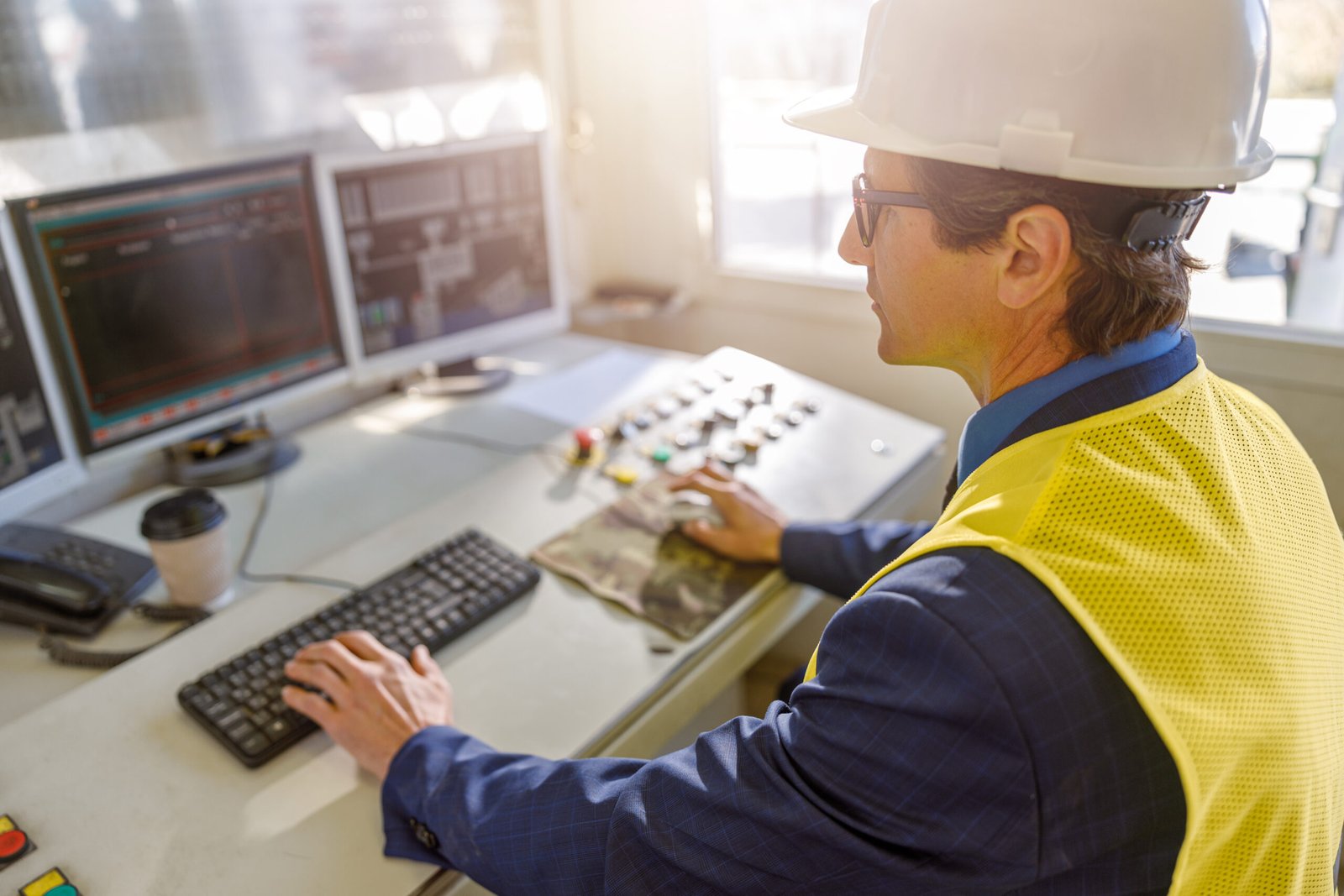 male worker using computers